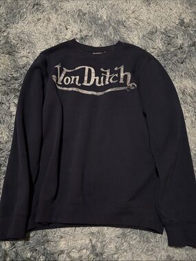 Von Dutch Navy Crewneck with Silver Logo